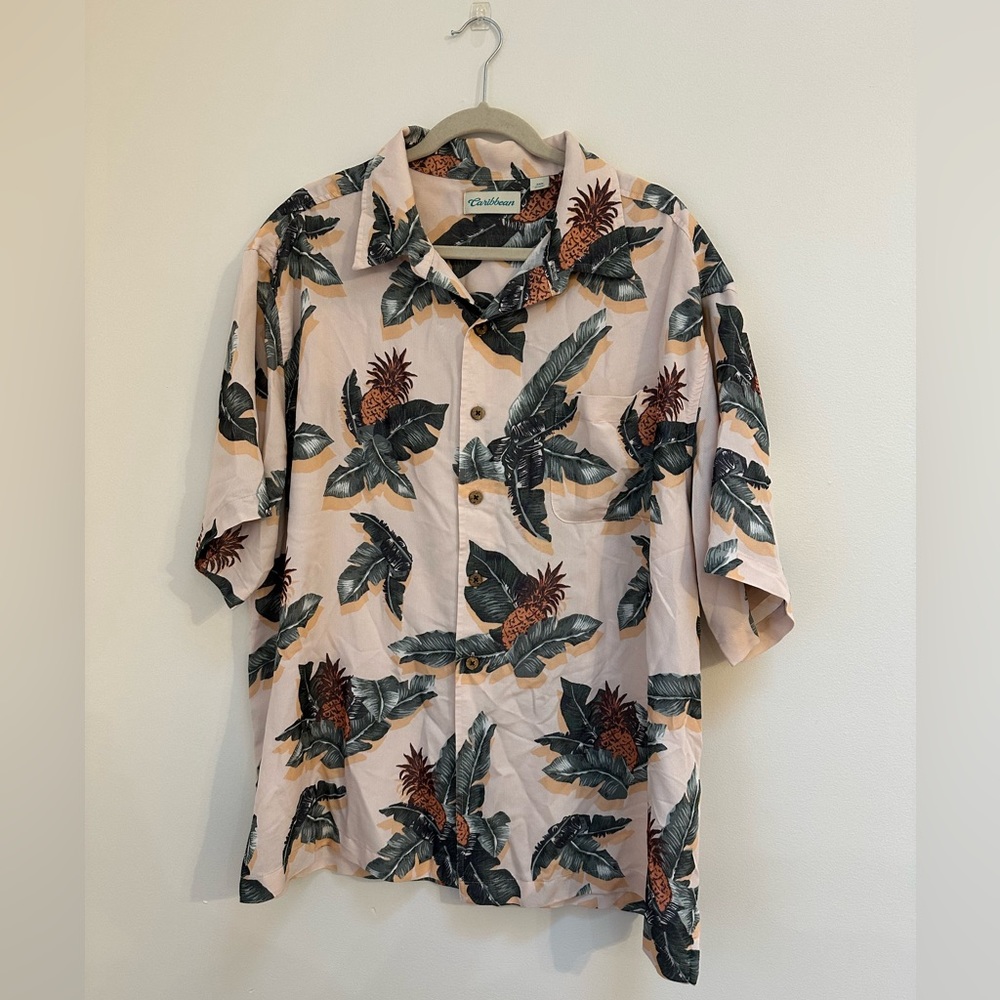 Caribbean pineapple button down shirt sleeve 2XL